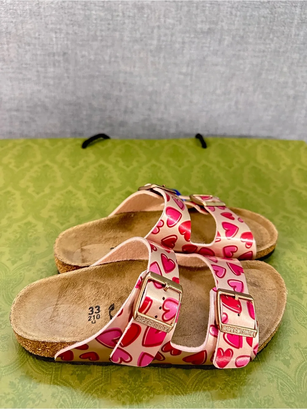Birkenstock Pink Heart-Print Double Buckle Kids Sandals size 33